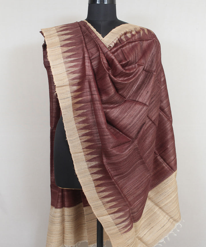 Brown beige handwoven gopalpur tussar odisha ikat dupatta