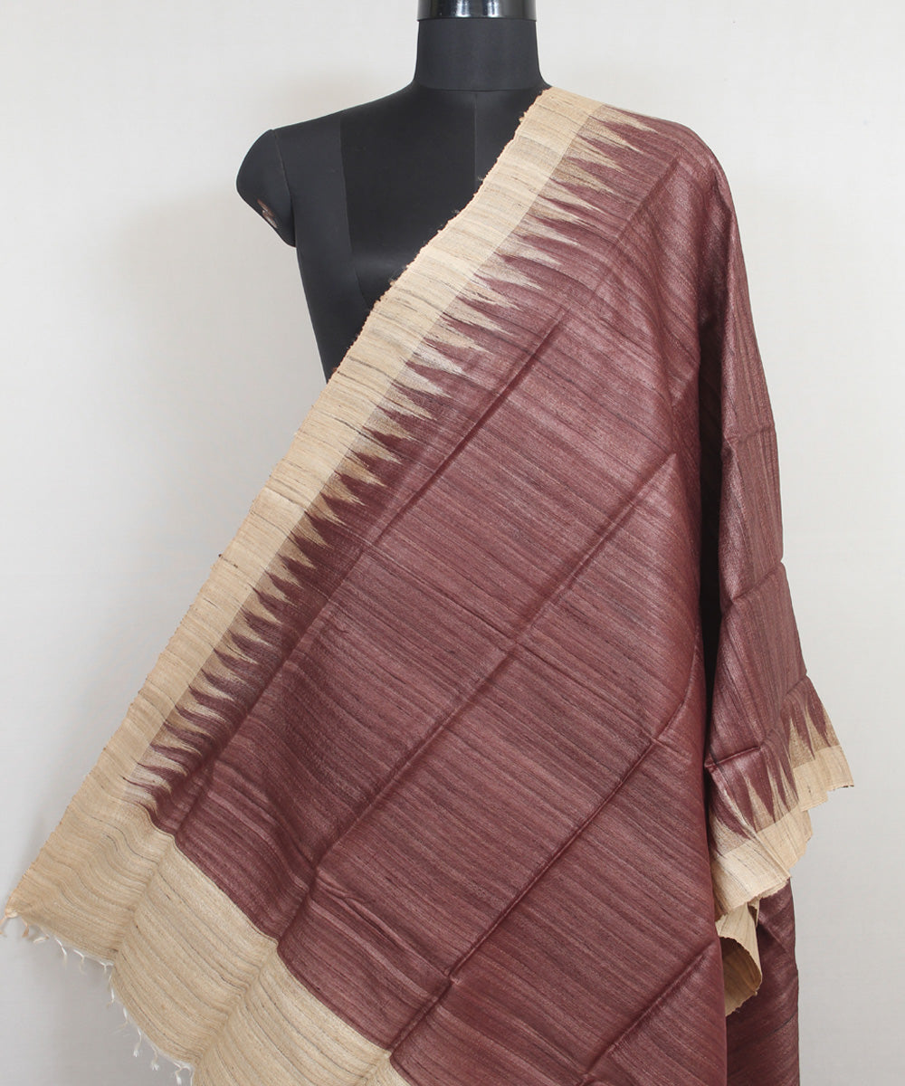 Brown beige handwoven gopalpur tussar odisha ikat dupatta
