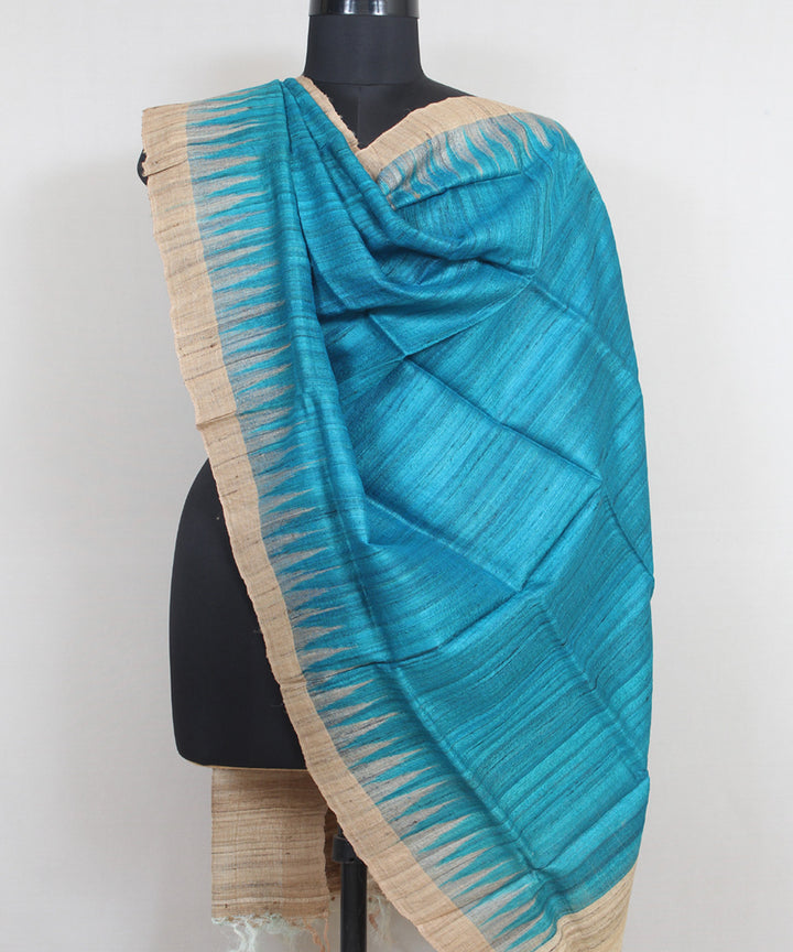 Sky blue beige handwoven gopalpur tussar odisha ikat dupatta