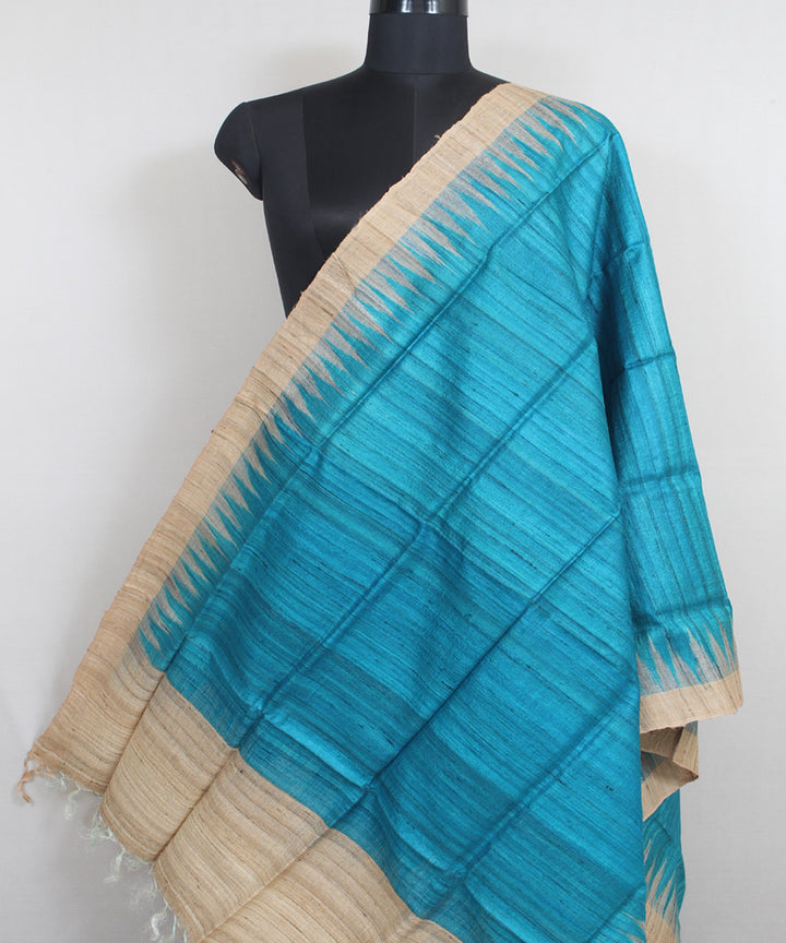 Sky blue beige handwoven gopalpur tussar odisha ikat dupatta