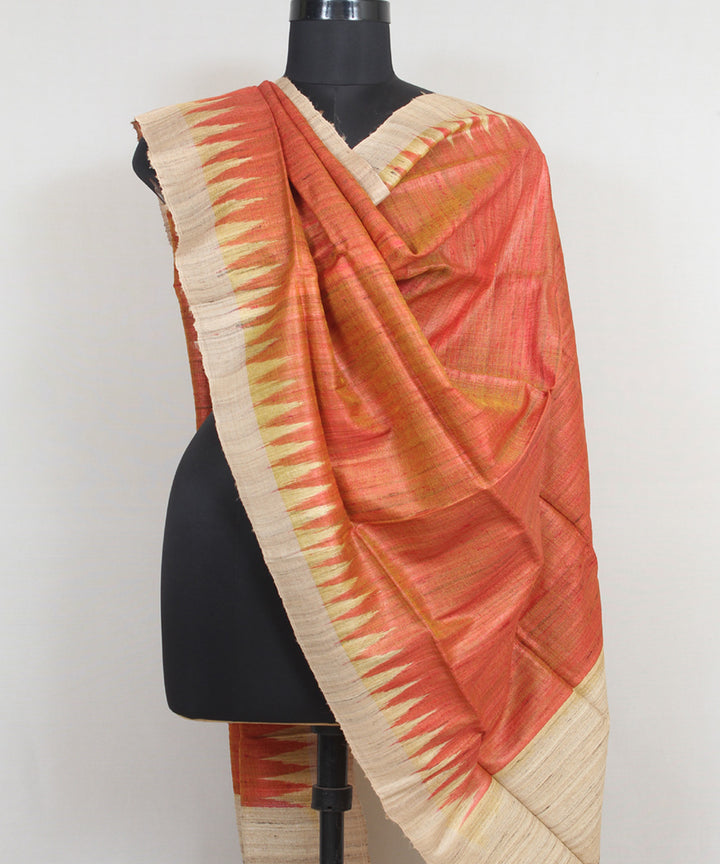 Orange beige handwoven gopalpur tussar odisha ikat dupatta