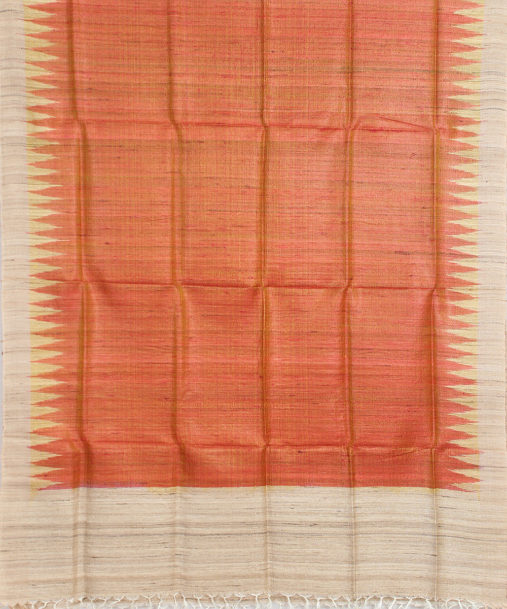 Orange beige handwoven gopalpur tussar odisha ikat dupatta