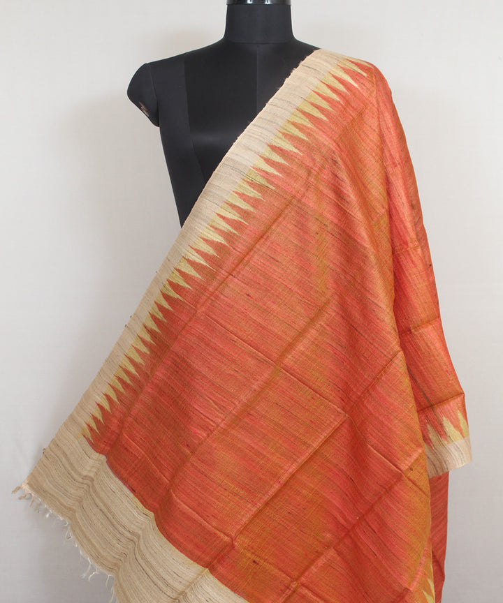 Orange beige handwoven gopalpur tussar odisha ikat dupatta