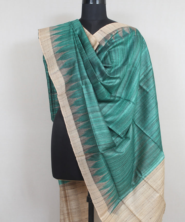 Sea green beige handwoven gopalpur tussar odisha ikat dupatta