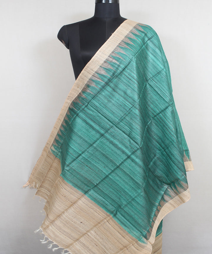 Sea green beige handwoven gopalpur tussar odisha ikat dupatta