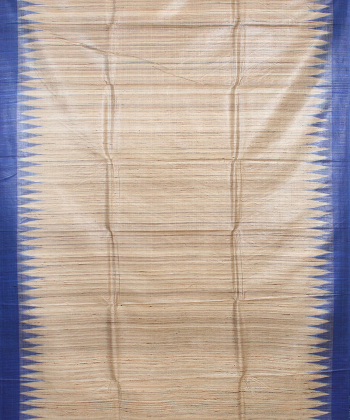 Beige blue odisha ikat handwoven gopalpur tussar saree