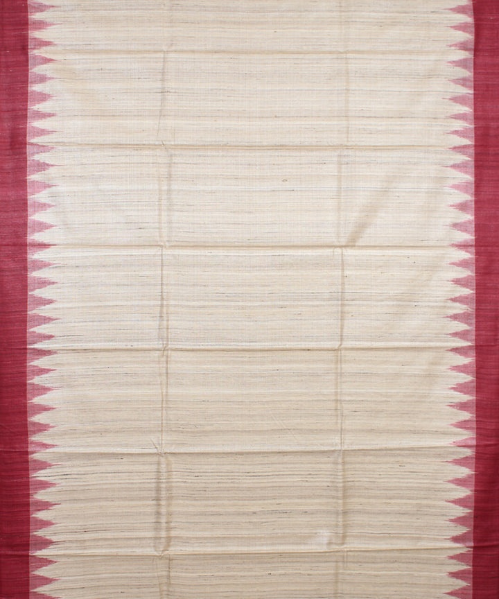 Beige maroon odisha ikat handwoven gopalpur tussar saree