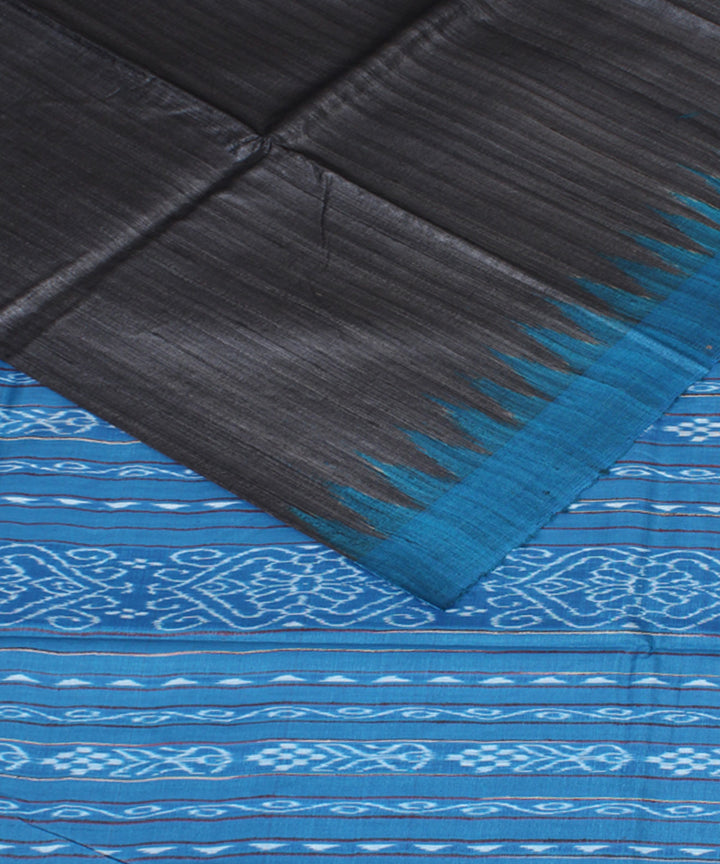 Black azure blue odisha ikat handwoven gopalpur tussar saree