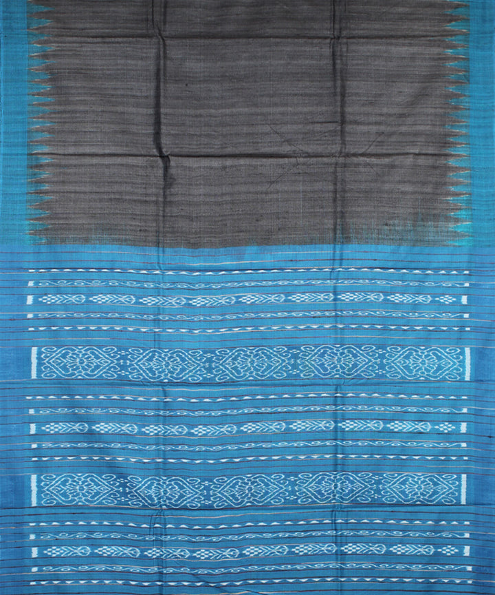 Black azure blue odisha ikat handwoven gopalpur tussar saree