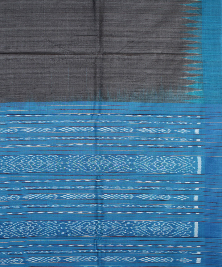 Black azure blue odisha ikat handwoven gopalpur tussar saree