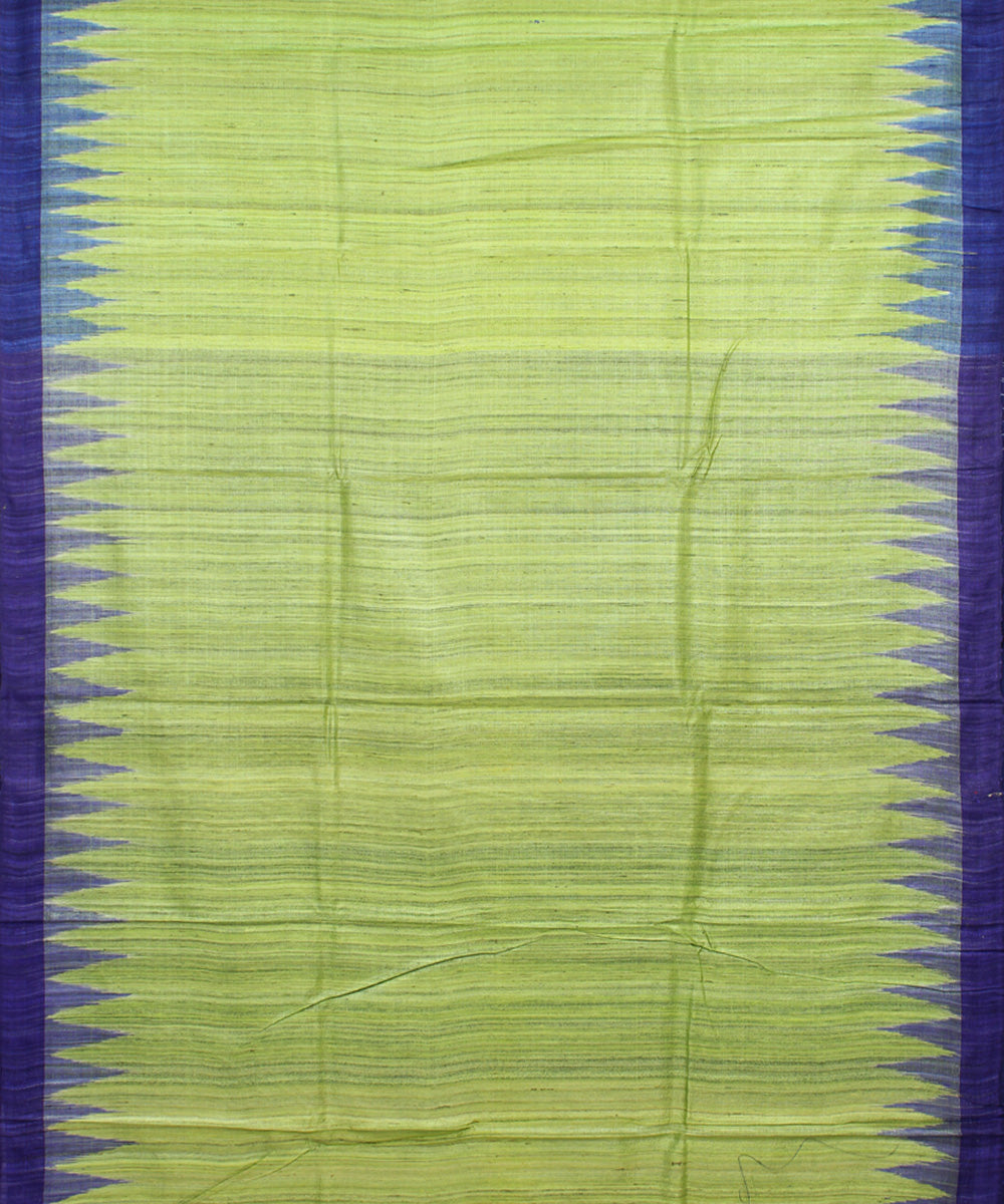 Lime green navy odisha ikat handwoven gopalpur tussar saree