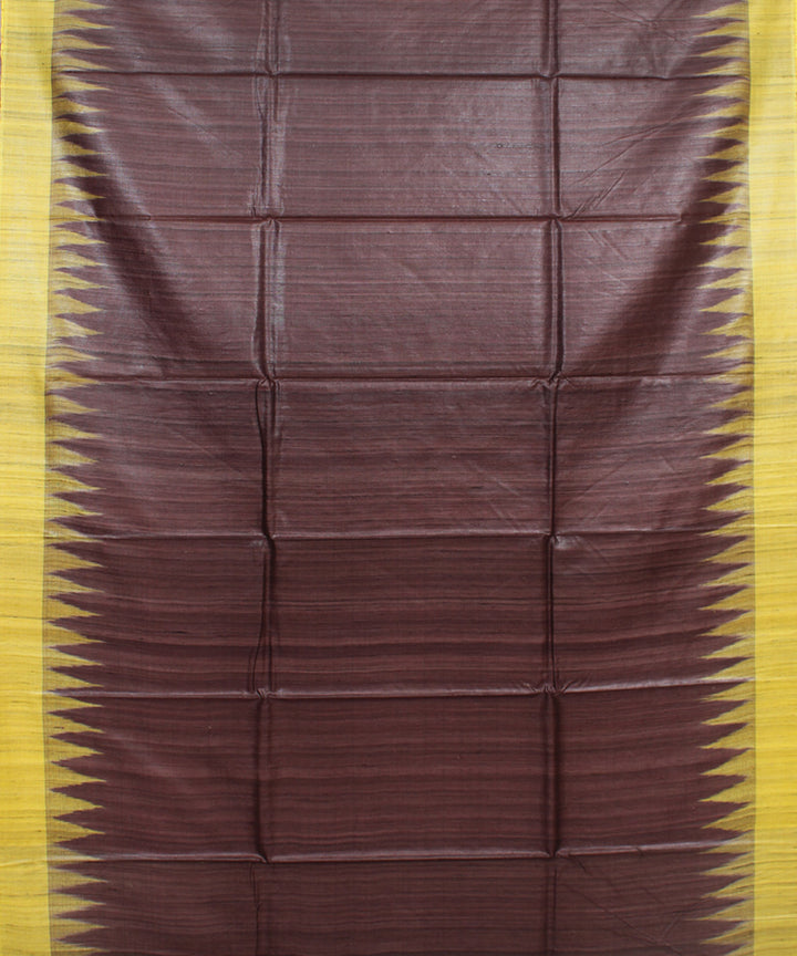 Brown yellow odisha ikat handwoven gopalpur tussar saree