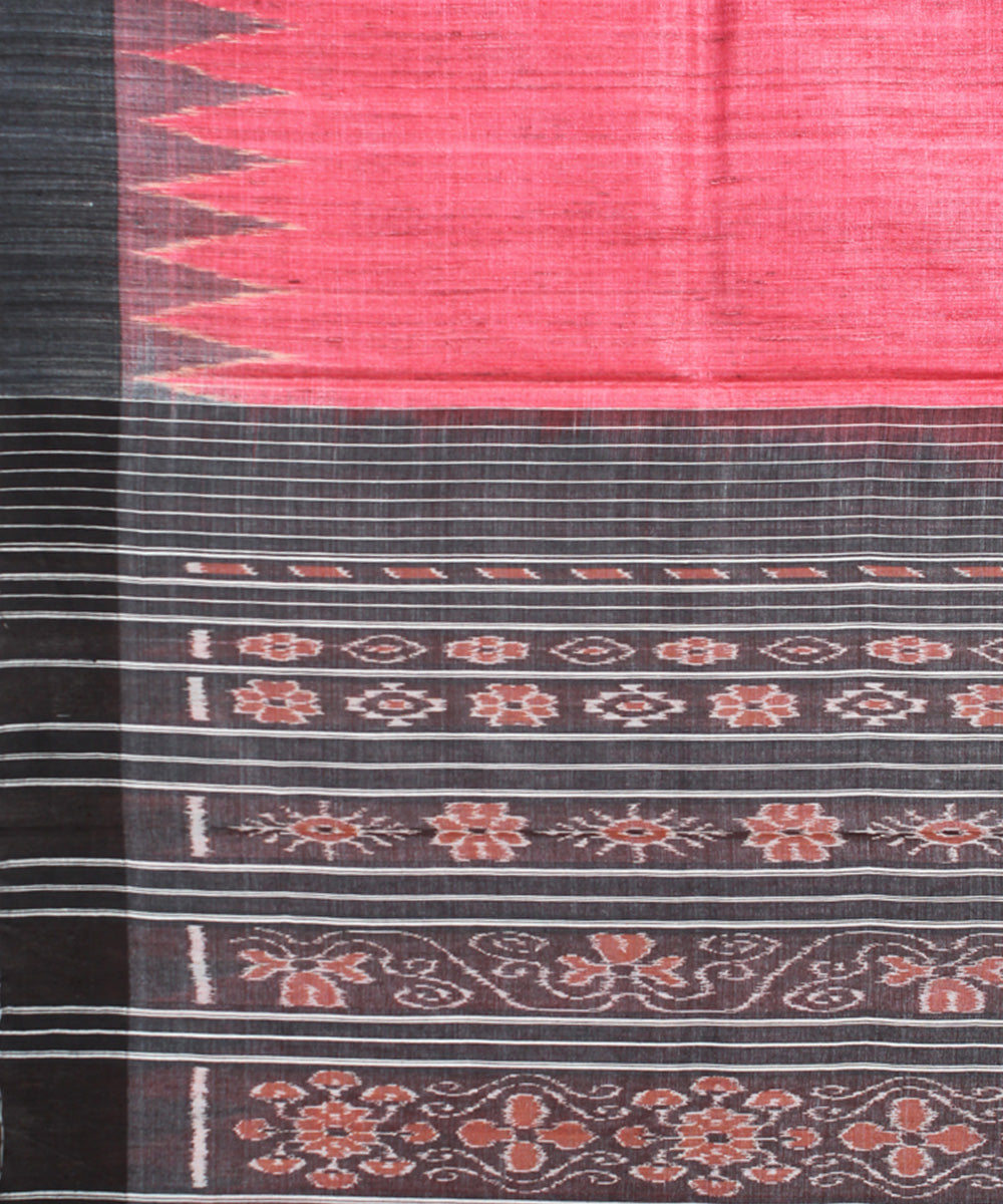 Red black odisha ikat handwoven gopalpur tussar saree