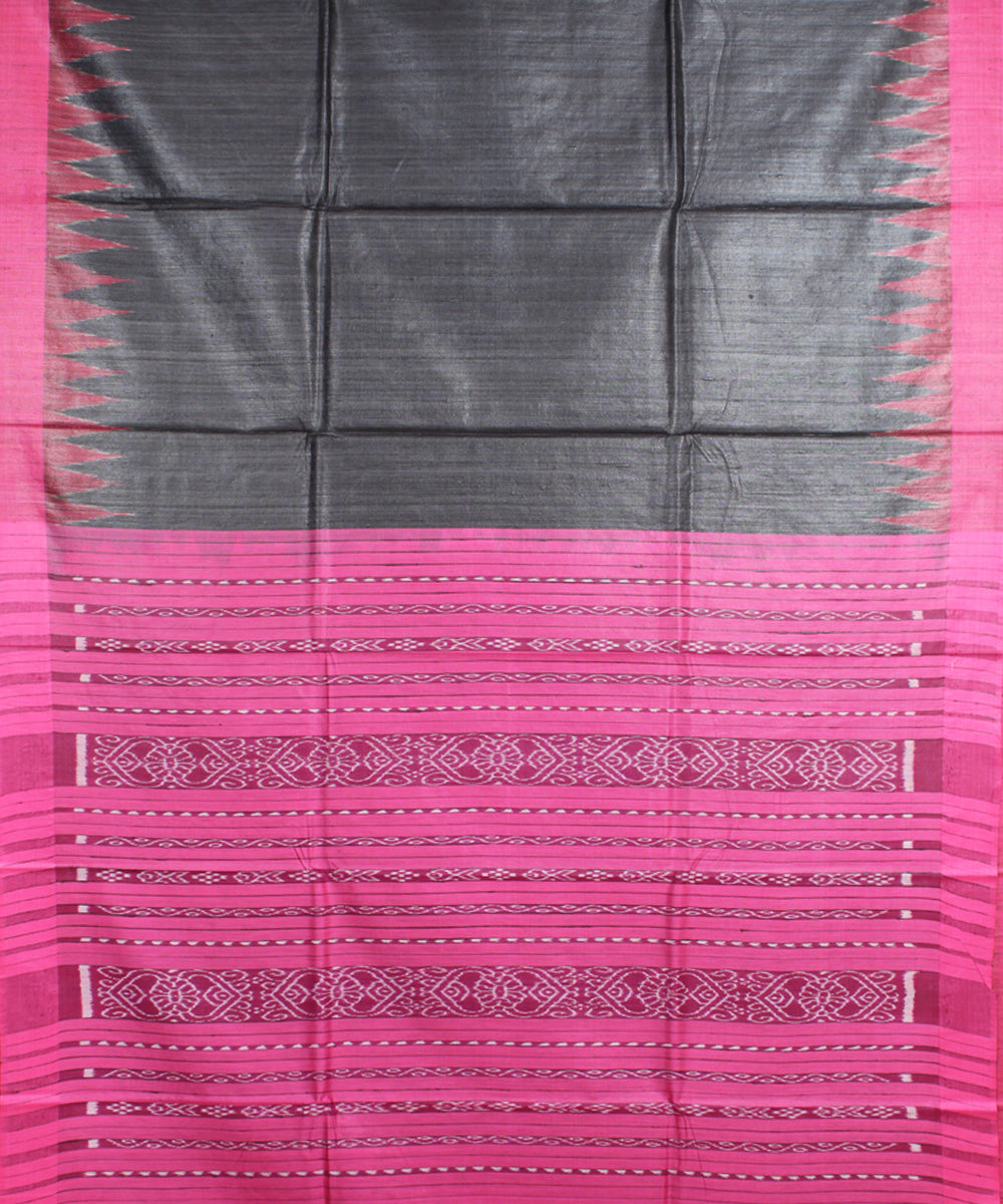 Black pink odisha ikat handwoven gopalpur tussar saree