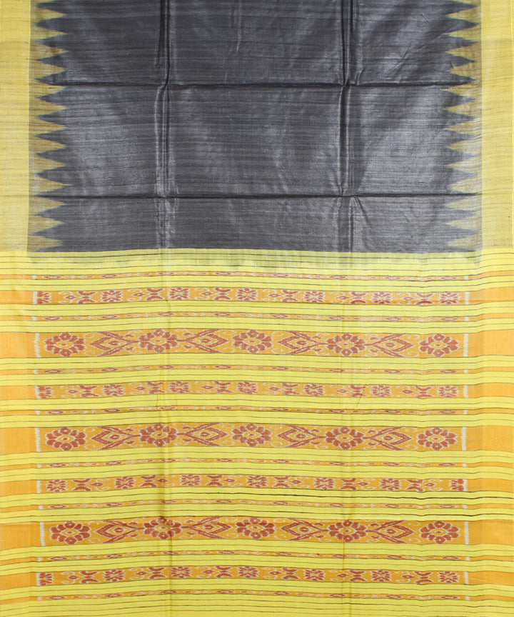 Black yellow odisha ikat handwoven gopalpur tussar saree