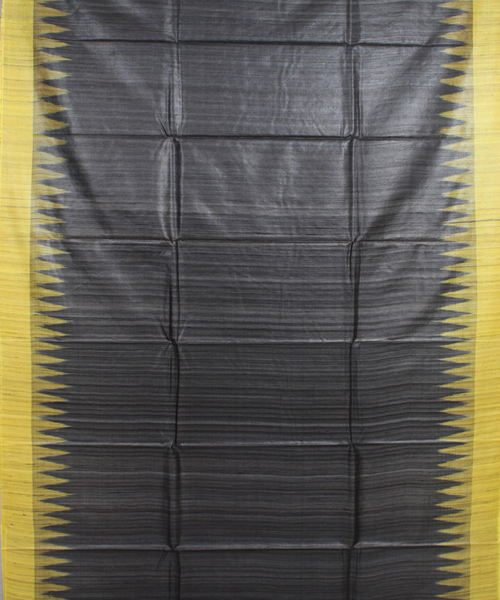 Black yellow odisha ikat handwoven gopalpur tussar saree