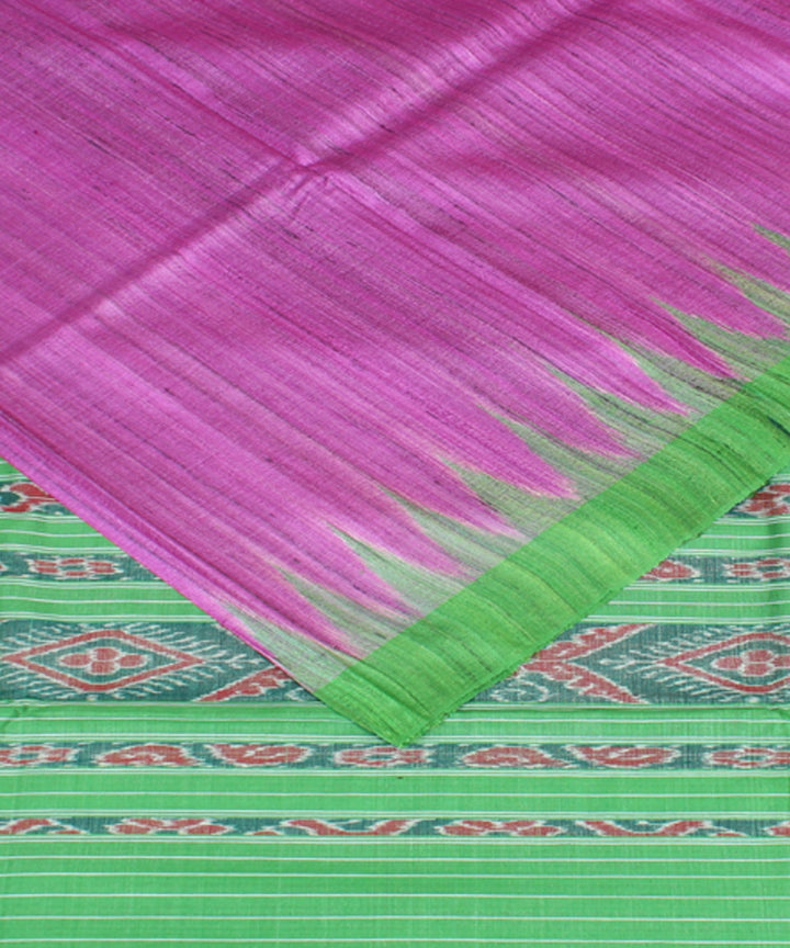 Pink green odisha ikat handwoven gopalpur tussar saree