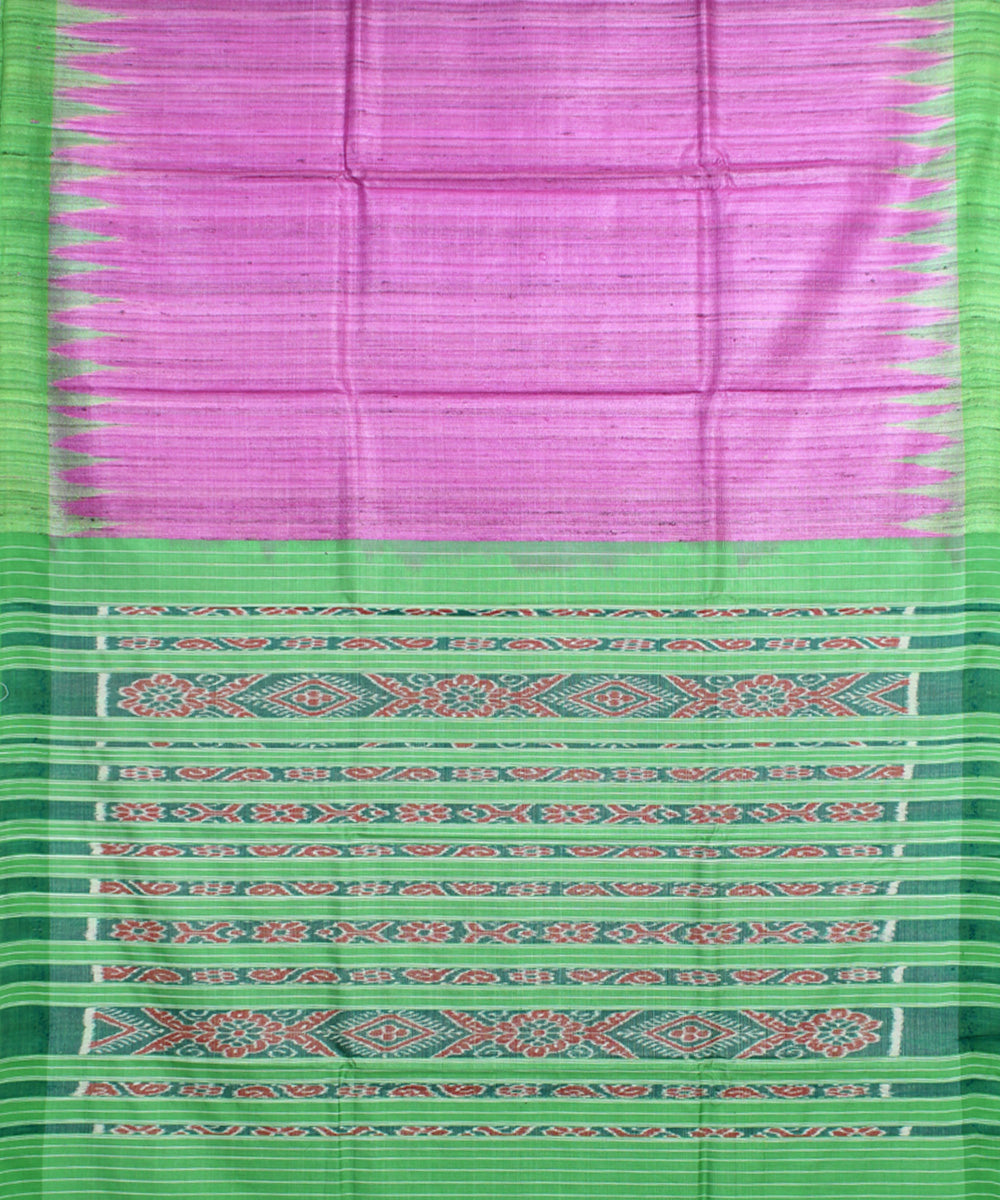 Pink green odisha ikat handwoven gopalpur tussar saree