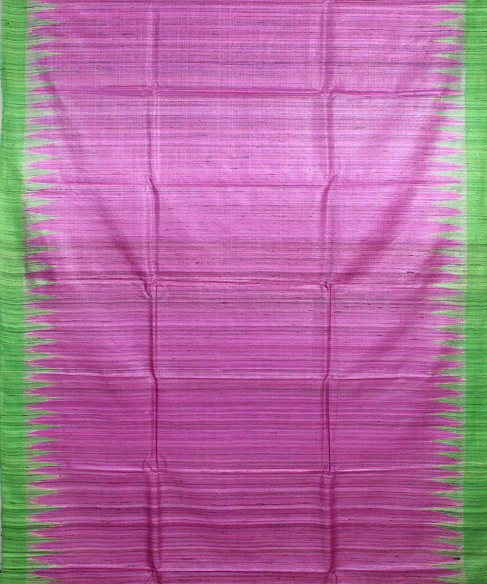 Pink green odisha ikat handwoven gopalpur tussar saree