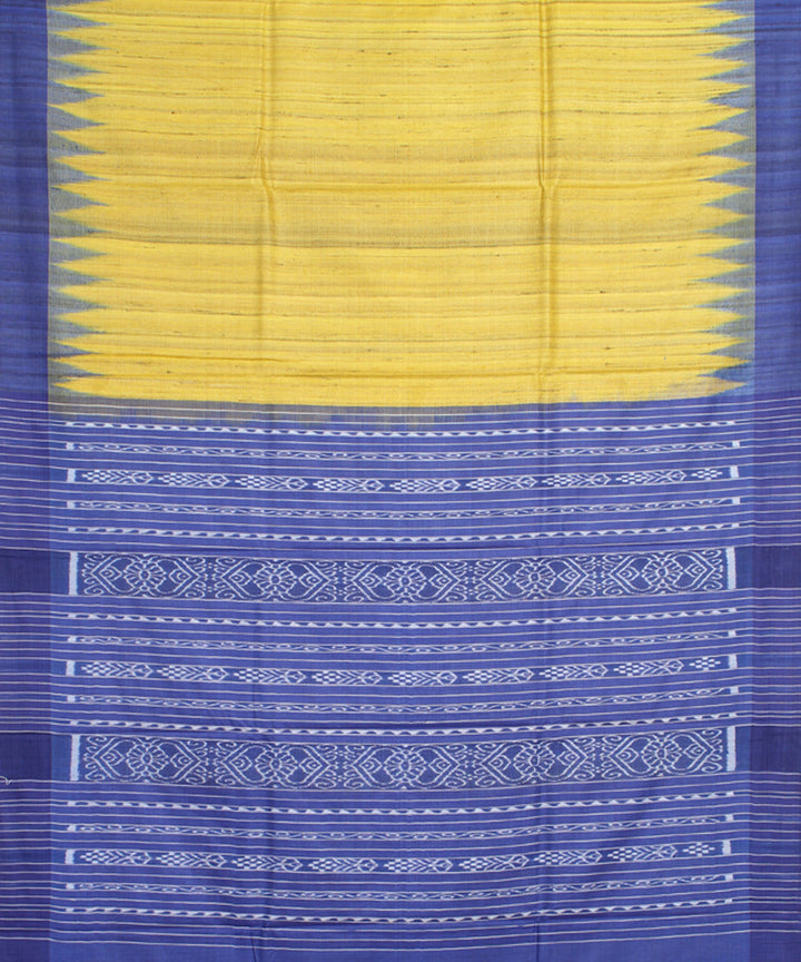 Yellow blue odisha ikat handwoven gopalpur tussar saree