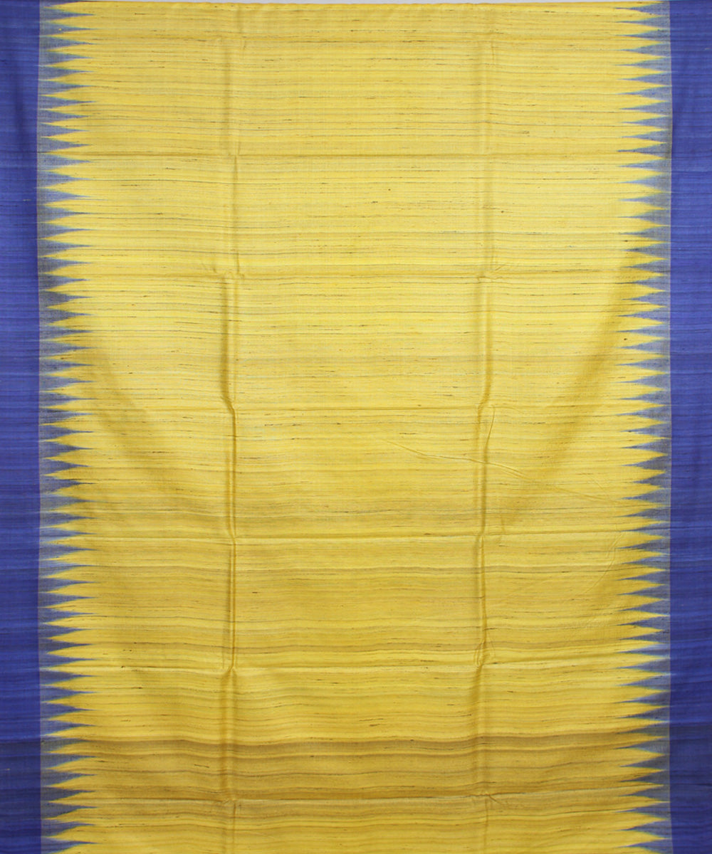 Yellow blue odisha ikat handwoven gopalpur tussar saree