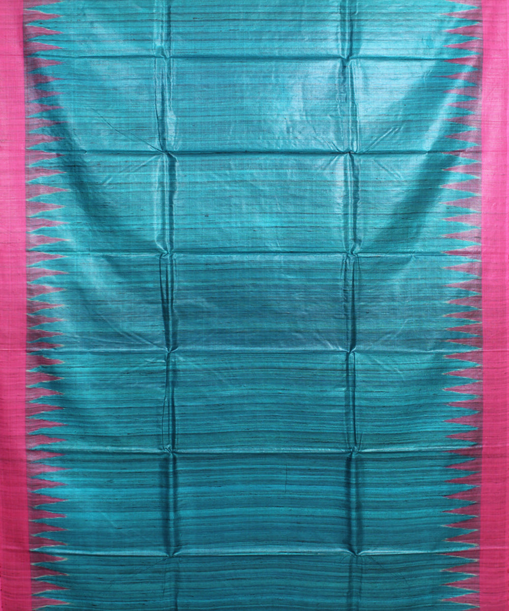 Teal green pink odisha ikat handwoven gopalpur tussar saree