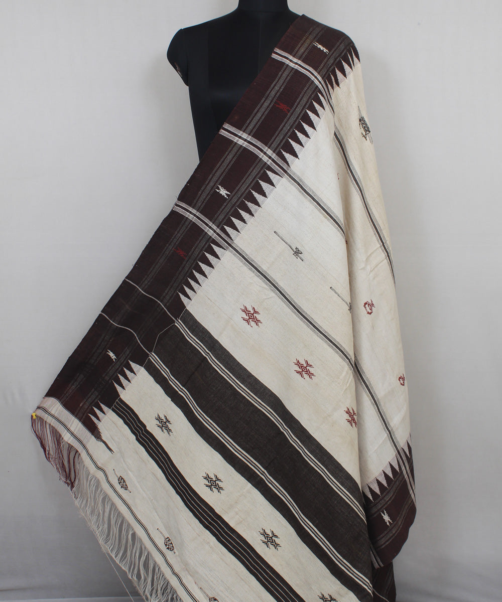 Beige brown handwoven cotton kotpad dupatta