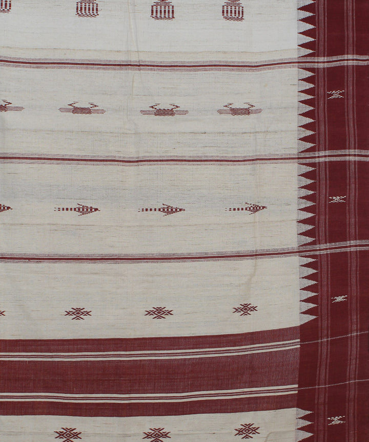 Beige maroon handwoven cotton kotpad dupatta