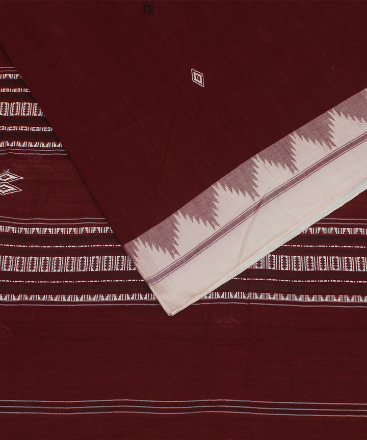 Maroon black natural dyed handwoven cotton kotpad saree