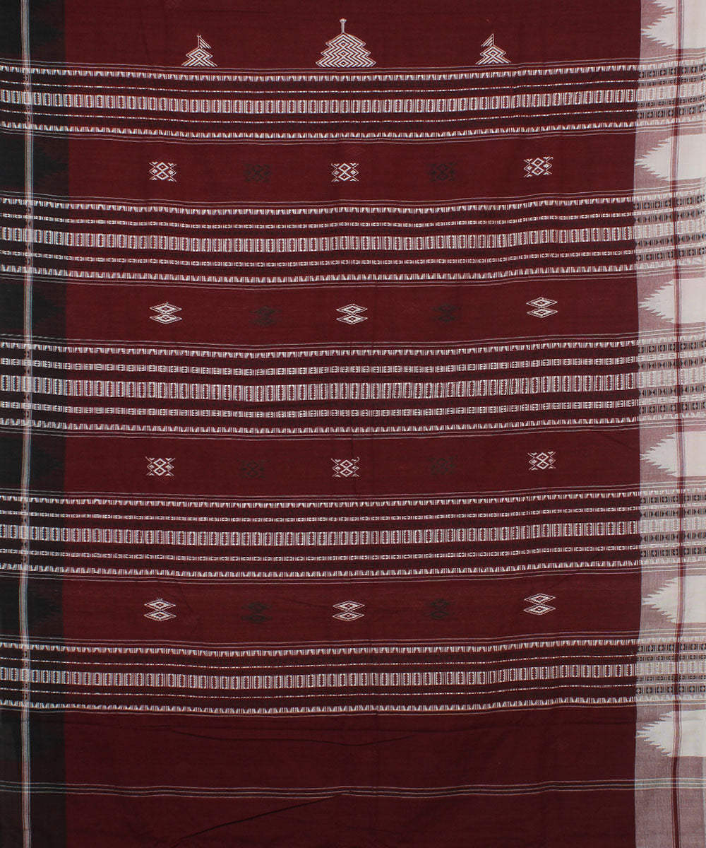 Maroon black natural dyed handwoven cotton kotpad saree