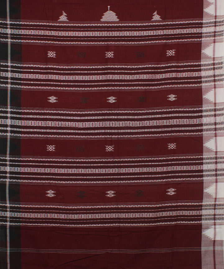 Maroon black natural dyed handwoven cotton kotpad saree