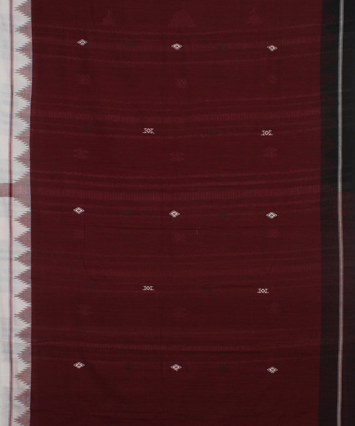 Maroon black natural dyed handwoven cotton kotpad saree