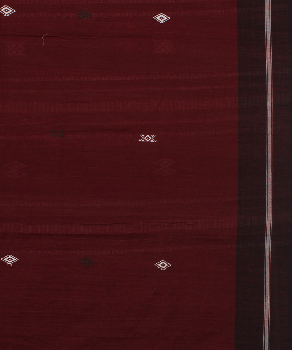 Maroon black natural dyed handwoven cotton kotpad saree