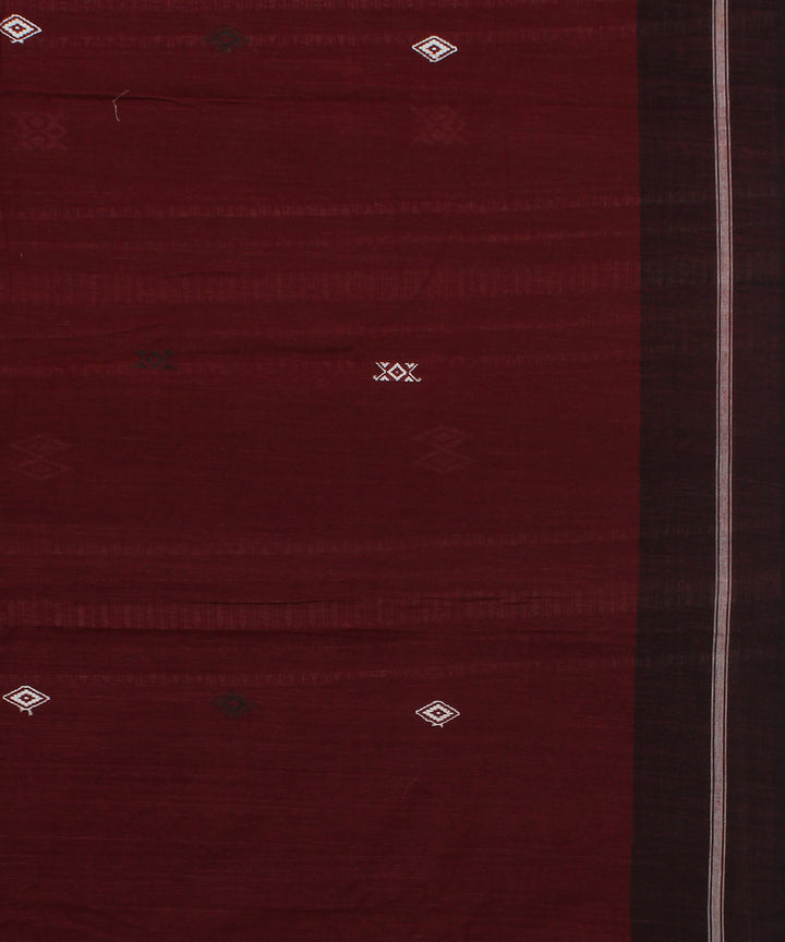 Maroon black natural dyed handwoven cotton kotpad saree