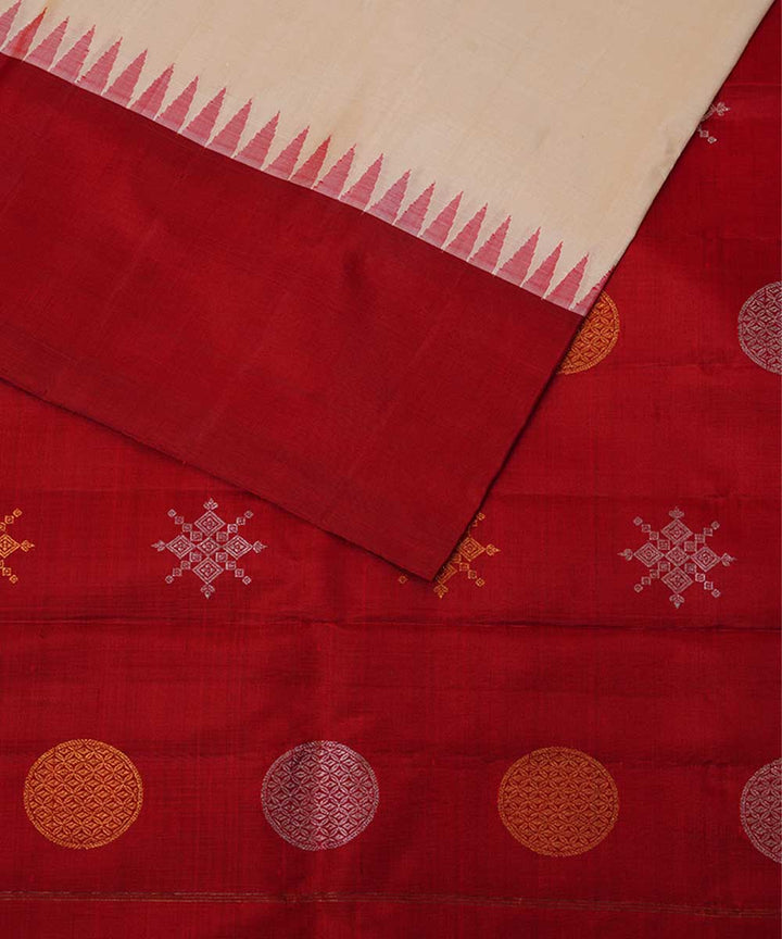 White red handwoven gadwal silk saree