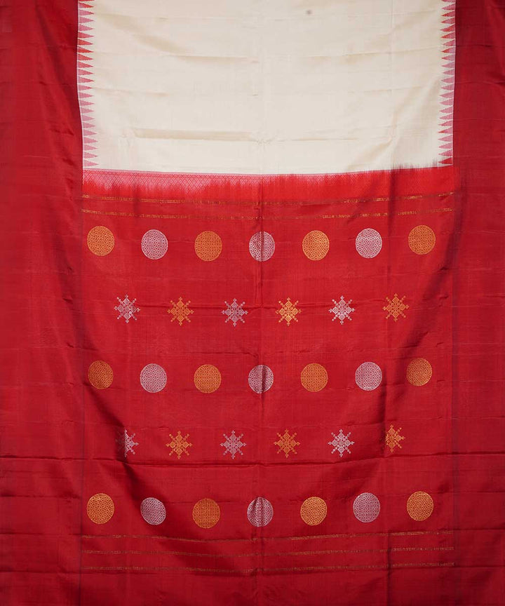 White red handwoven gadwal silk saree