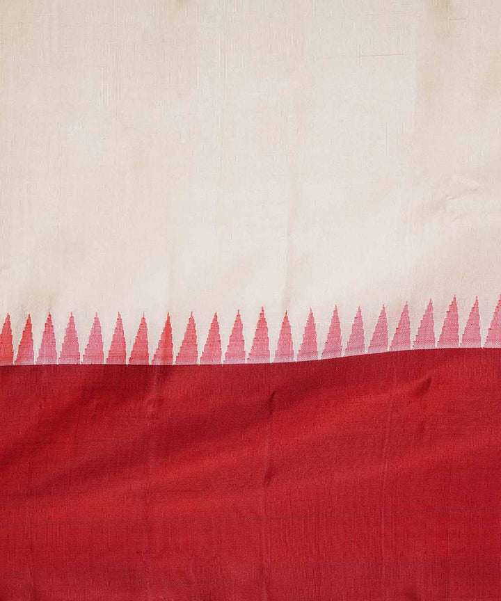 White red handwoven gadwal silk saree