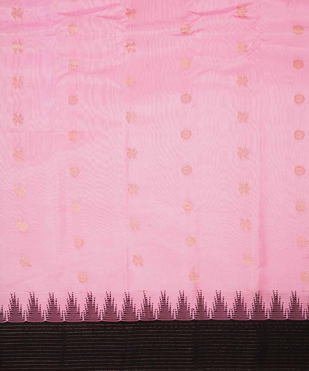 Pink black handwoven gadwal silk saree