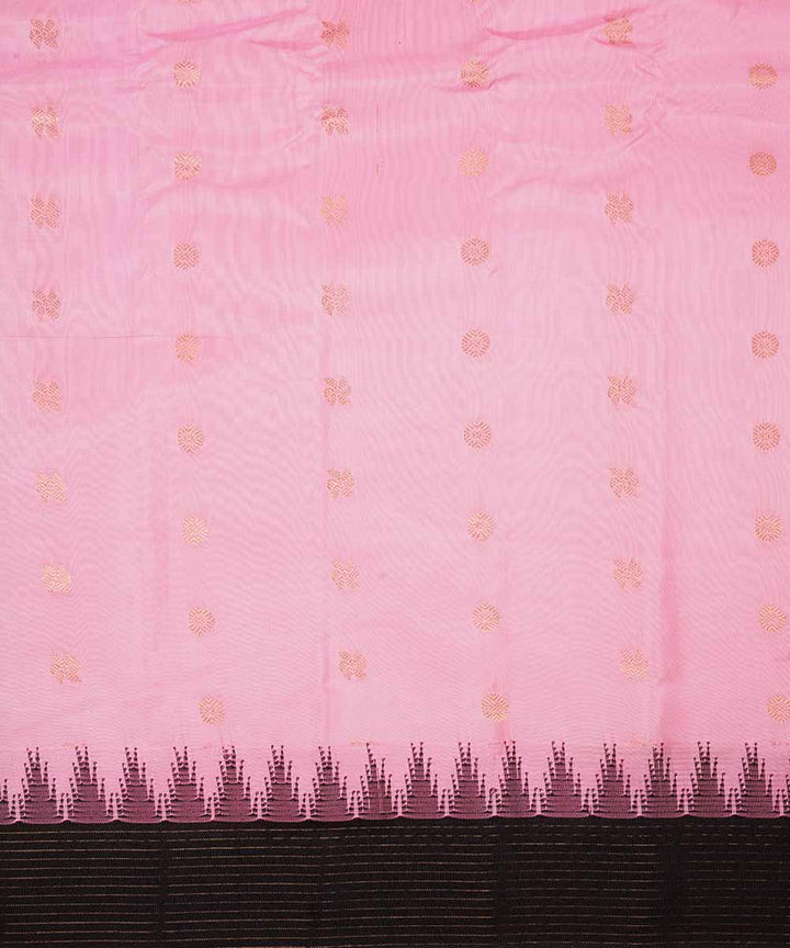 Pink black handwoven gadwal silk saree