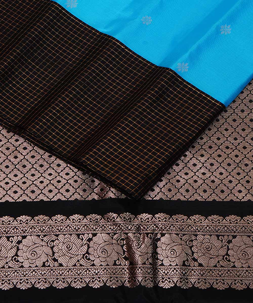 Sky blue handwoven gadwal silk saree