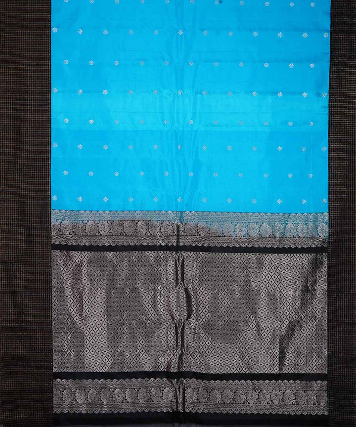 Sky blue handwoven gadwal silk saree