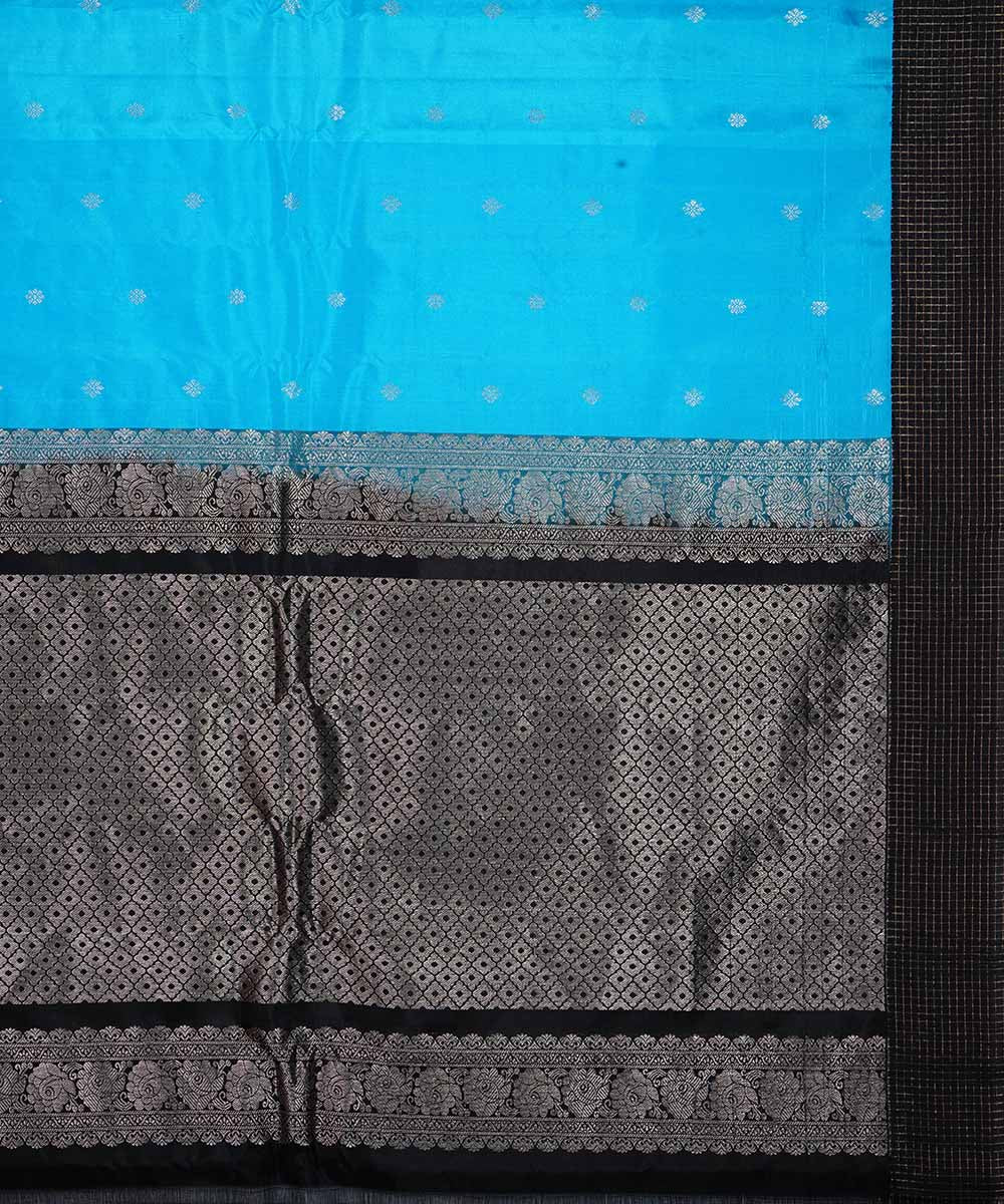 Sky blue handwoven gadwal silk saree