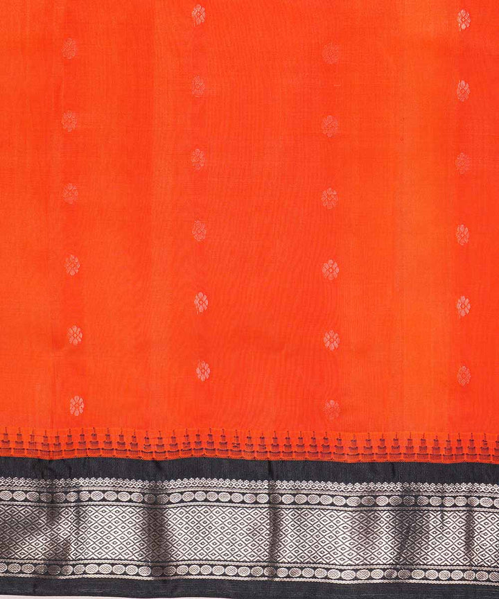 Orange handwoven gadwal silk saree