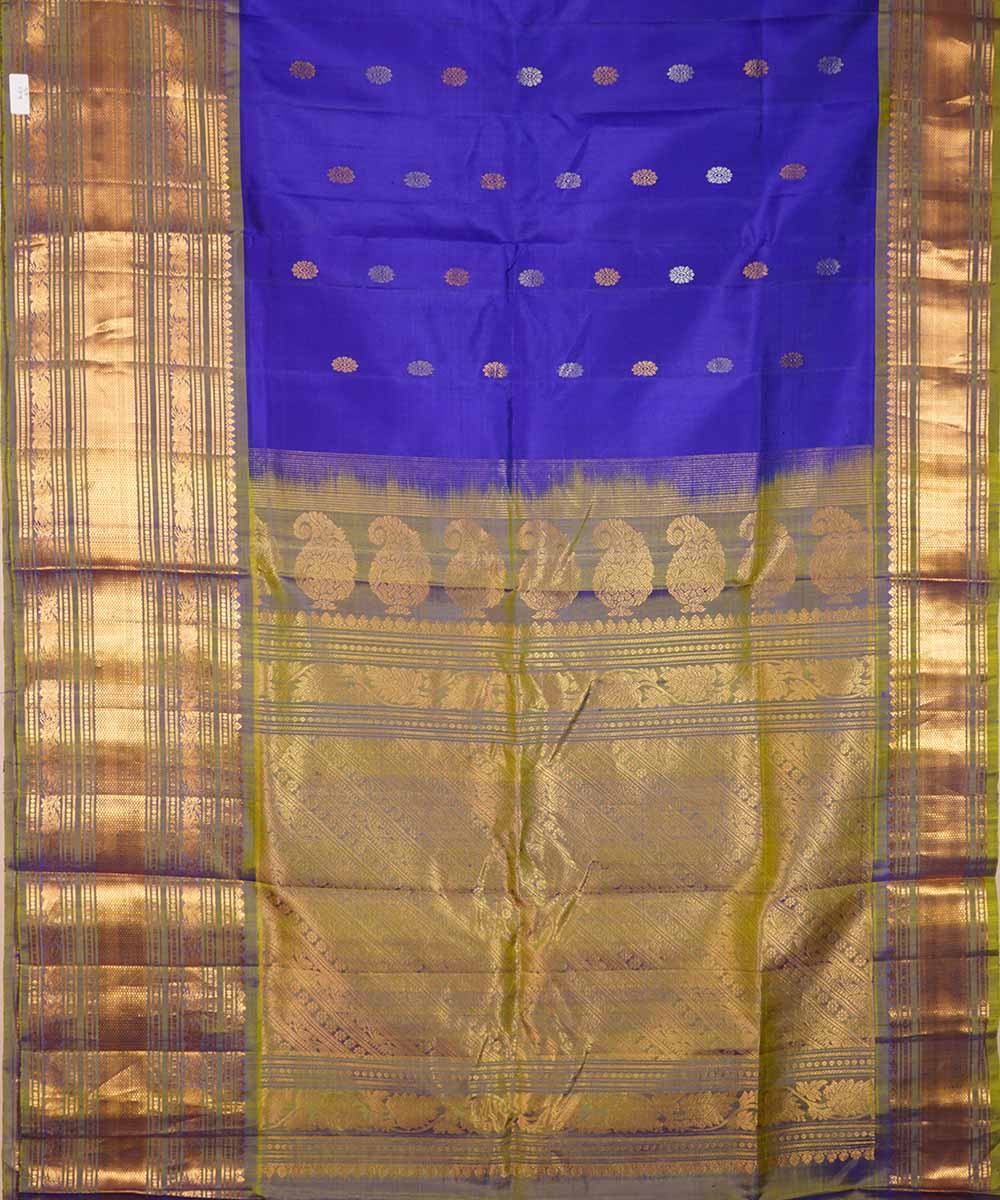 Royal blue handloom gadwal silk saree