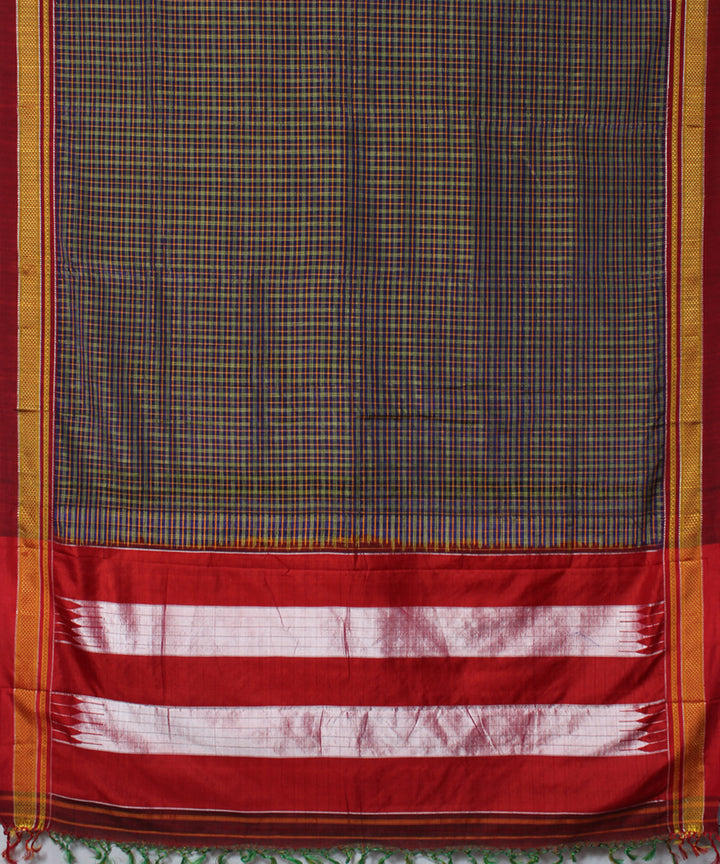 Blue multicolor handloom cotton art silk chikki paras ilkal sari