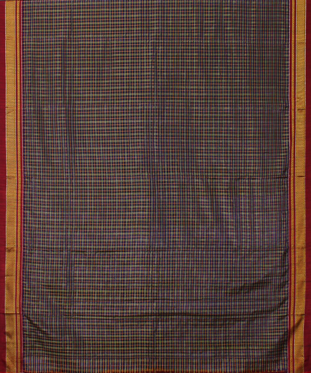 Blue multicolor handloom cotton art silk chikki paras ilkal sari