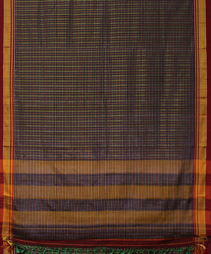 Blue multicolor handloom cotton art silk chikki paras ilkal sari