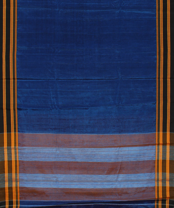 Blue red handloom cotton art silk chikki paras border ilkal saree