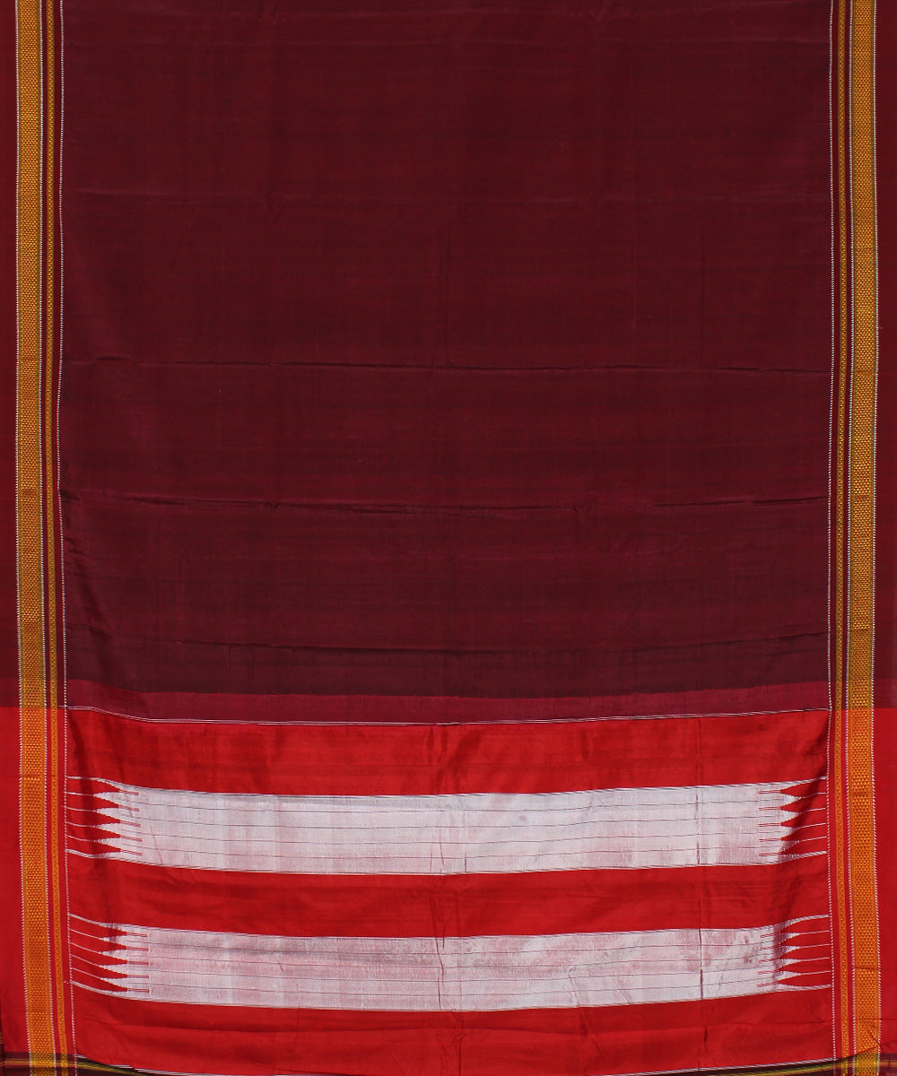Mauve red handloom cotton art silk chikki paras border ilkal saree