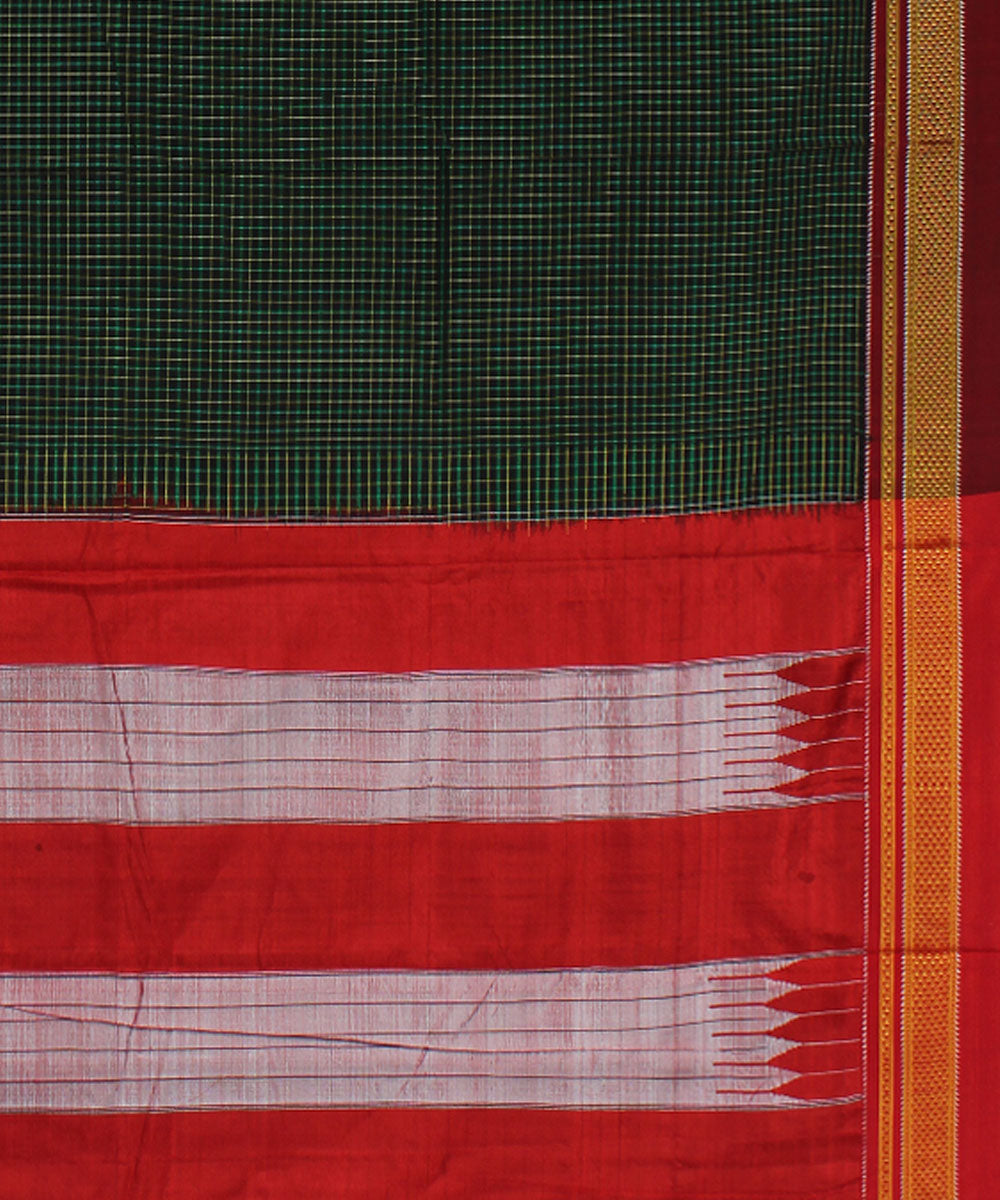 Black green handloom cotton art silk chikki paras border ilkal saree